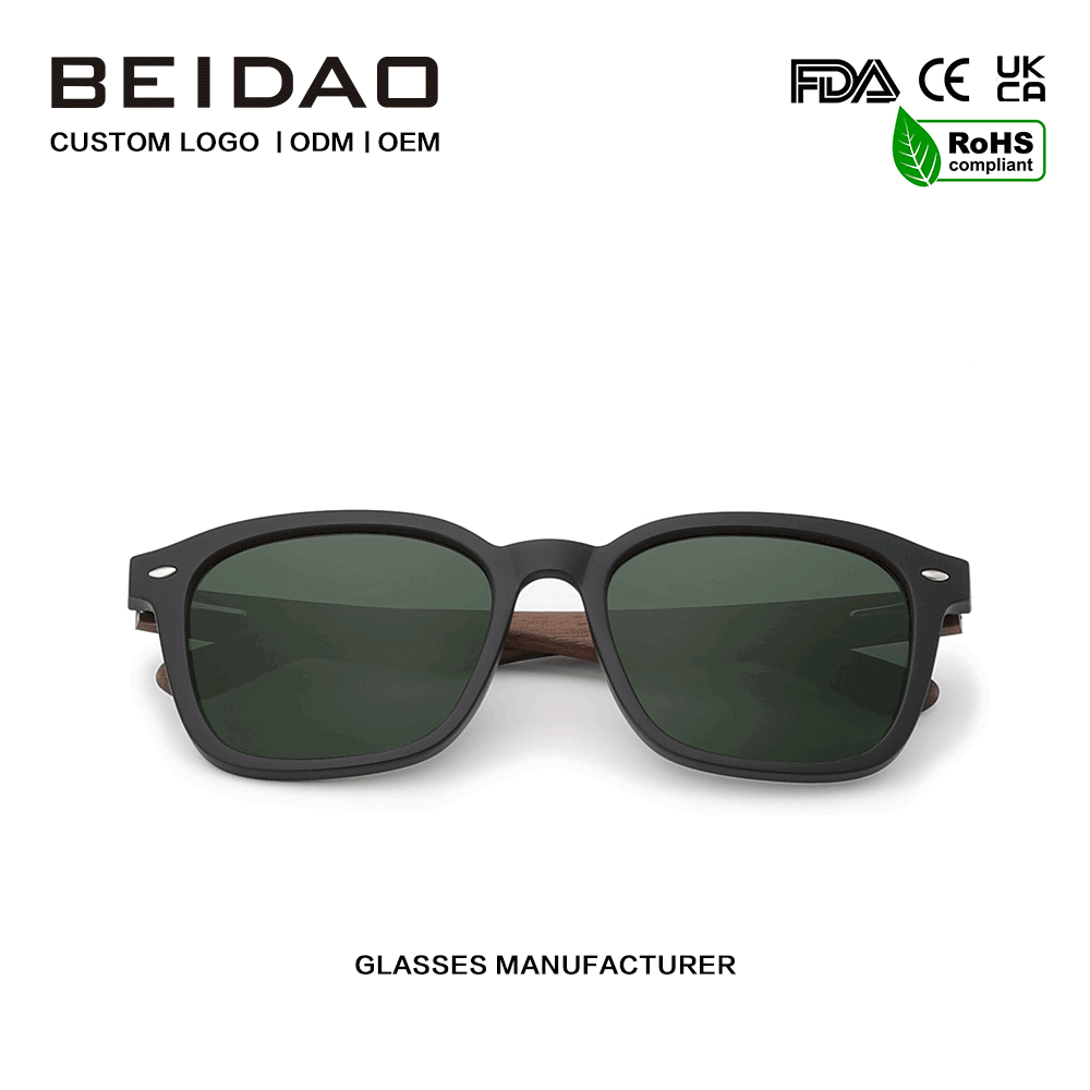 Óculos de sol polarizados com moldura de madeira Wlanut TR90 da moda