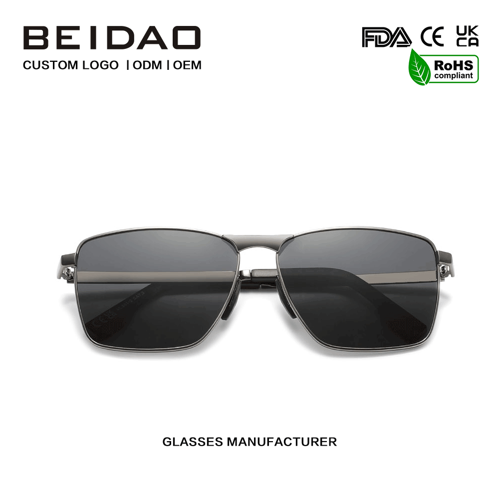 Óculos de sol luxuosos das lentes do TAC da polarização UV400 do quadrado da liga