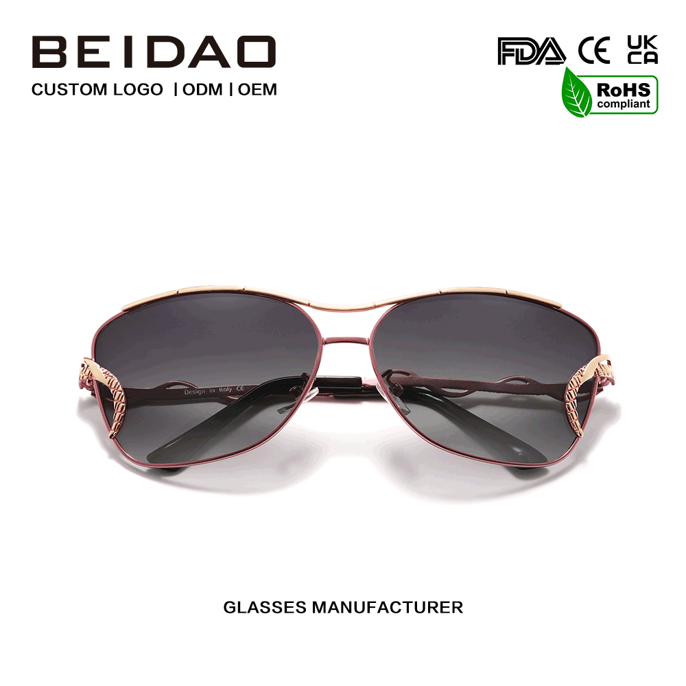 Óculos de sol polarizados gradientes vintage de luxo com borda completa