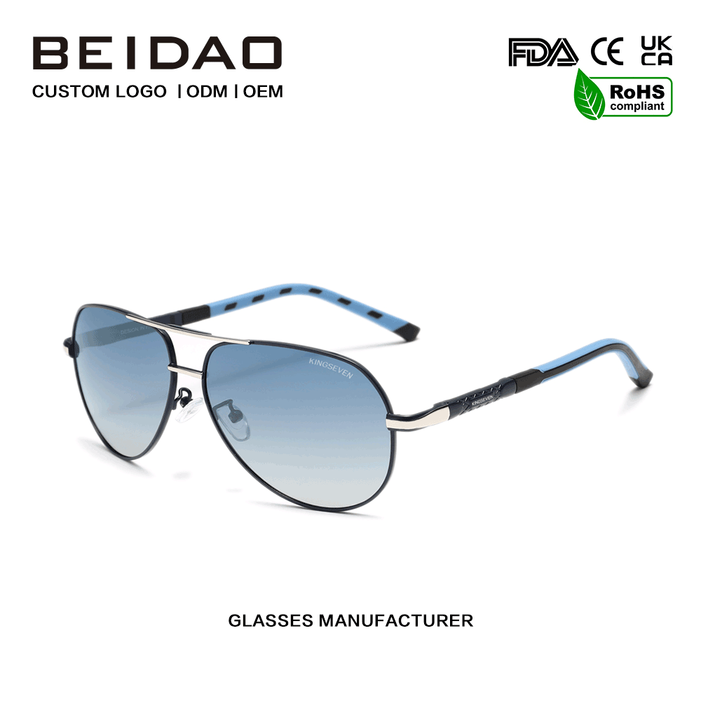 Novo designer de óculos de sol da moda com moldura de liga gradiente UV400
