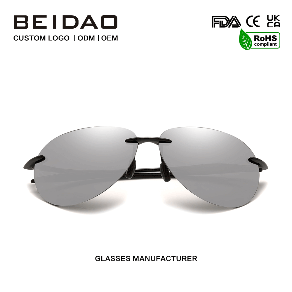 Novos óculos de sol sem moldura ultraleves TR90 de designer para homens
