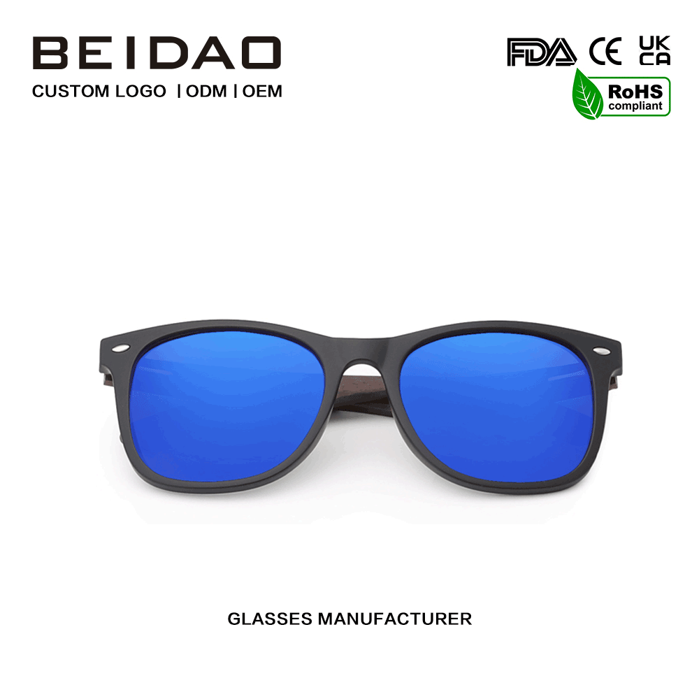 Condução azul unisex do feriado dos óculos de sol da noz TR90 de madeira azul