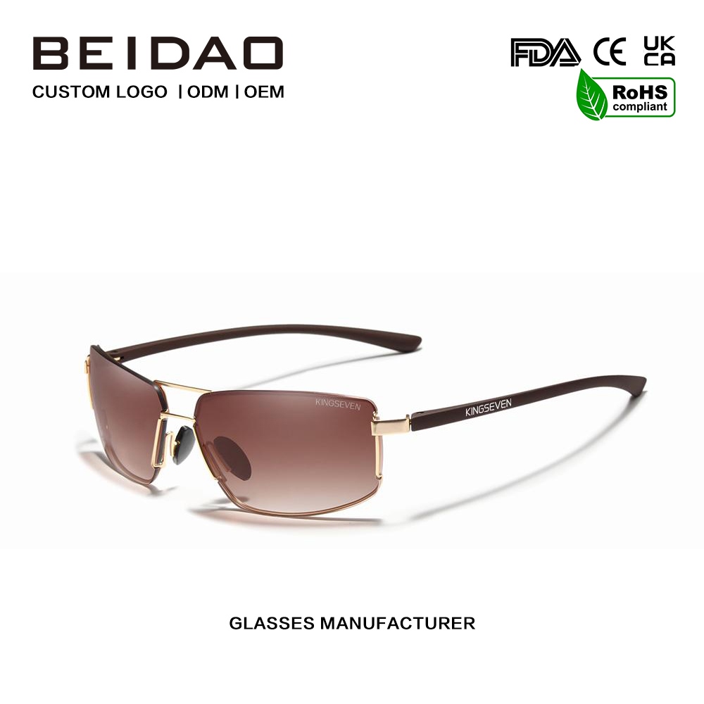 Óculos de sol polarizados de alumínio quadrado vintage unissex